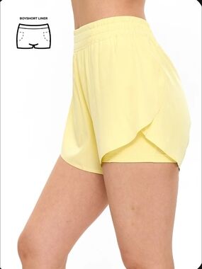 Buffbunny Flirty Flow Yellow Athletic Shorts with Boyshort Liner